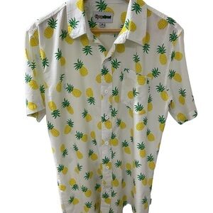 Tipsy Elves Size Large Pineapple Hawaiian Shirt Cotton  Rayon Pineapples